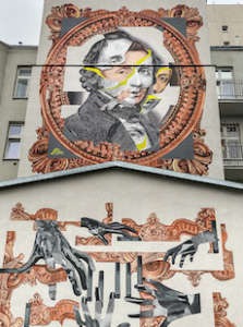 Street art whit Chopin's face