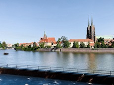 The river and a church behind