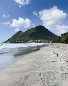 Beach with mountain behind